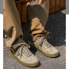 Men's German Trainers Sneakers - Lightweight /PVC Low-Top Sneakers with High-Traction Sole, Lace-Up Round Toe Casual Sports Footwear for Gym, Outdoor & Casual Attire - Durable - (Spring, Summer, Fall) - Signature Style