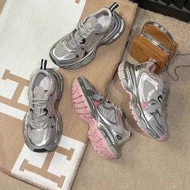 Women's Silvery Platform Sneakers Elegant Fashion Casual Shoes Height Increasing Athletic Tennis Shoes New