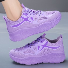 Women'S Knit Sneakers | Lightweight Low Cut Casual Shoes, Breathable Mesh Soft Sole Running Flats, Comfortable Everyday Wear, Lace-up Closure, Solid Color, Sports Style