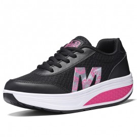 Women'S Platform Sneakers - Bright Pink Lace-Up Shoes with Cushioned EVA Sole, Non-Slip Rubber Outsole for Gym, Everyday & Formal Events - All-Season Athletic Footwear for Women, Gym Shoes, Sleek Shoe Design, Durable PVC Insole