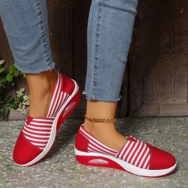 Summer Autumn New Striped Shoes Casual Round Toe Rocking Shoes Comfortable Mom Shoes Cross-border Large Size Women's Shoes