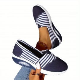 Summer Autumn New Striped Shoes Casual Round Toe Rocking Shoes Comfortable Mom Shoes Cross-border Large Size Women's Shoes