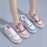 New Women'S Perforated Sports Shoes | Color-Block Thick Sole Casual Flats, Lace-up Closure, Low Top, All-season, EVA Material