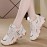 Women's Chunky Platform Sneakers - Korean- Inspired White/Pink/Black/Grey Cushioning Shoes, Breathable Mesh-like Athletic Dad Shoes with Thick PU Sole, Spring/Fall Casual Walking & Footwear