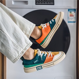 Summer New Men's Color-Block Canvas Shoes, Niche Breathable Trendy, Versatile Sports Casual Board Shoes