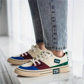 Summer New Men's Color-Block Canvas Shoes, Niche Breathable Trendy, Versatile Sports Casual Board Shoes