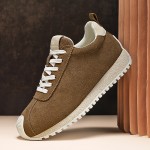 Men'S Fashion Casual Sneakers | Comfortable Non-Slip Thick Sole, All-Season Durable Lace-Up Shoes, Upper, PVC Sole, Fabric Inner, Round Toe, Vintage Style, Solid Color