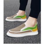 Men'S Breathable New Canvas Shoes | Versatile Thick-Soled Slip-On Casual Trendy Flat Shoes, Low Top, Solid Color, Rubber Sole, Fabric Inner and Insole - Yexingman