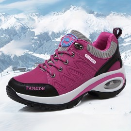 Women'S Casual Sneakers | Thick Sole, Cushioned, Fashion Outdoor Hiking, Non-Slip, Low-Top Ankle Boots, Running, Training Shoes, Microfiber, All-Season, Embroidered, Solid Color, Lace-up Closure
