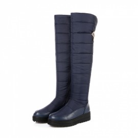 faux fur-Lined Snow Boots with Buckle Strap | Over-The-Knee Winter Boots for Women, Cozy & Fashionable Casual Boots, Rubber Sole