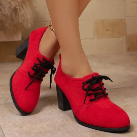 [sneakers] Autumn New Leopard Print Retro Deep Cut Low-Top High Heels for Women in with Laces