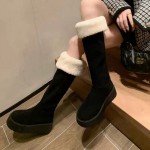Petite Womens Knee High Boots | Platform Riding Boots Winter Snow Boots Foldable Fashion Casual Chunky Sole Boots New | EVA Upper, PVC Inner, EVA Insole, Rubber Sole
