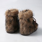Women'S Vintage Furry Snow Boots with Plush faux fur Collar & Thick PVC Sole - Warm Winter Round Toe Boots, Durable Fabric Upper & Non-Slip Traction for Cold-Resistant Comfort, Casual & Semi-Formal Outfits (Brown) - Trendy Winter Footwear