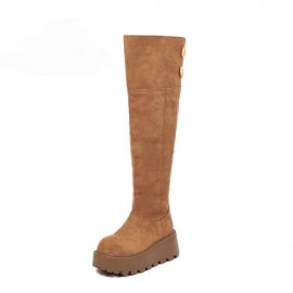 Petite Womens Knee High Boots | Platform Riding Boots Winter Snow Boots Foldable Fashion Casual Chunky Sole Boots New | EVA Upper, PVC Inner, EVA Insole, Rubber Sole